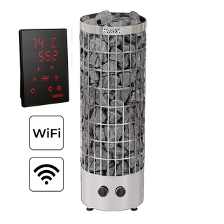 Harvia Cilindro PC Black Steel Electric Sauna Heater + Xenio CX170 WiFi Control Panel