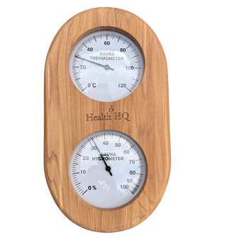 HealthHQ Cedar Sauna Thermometer and Hygrometer (Vertical)