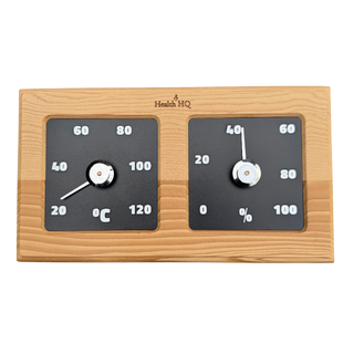 HealthHQ Thermo Pine Sauna Thermometer and Hygrometer (Horizontal)