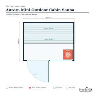 Aurora Mini Outdoor Cabin Sauna floor plan with dimensions