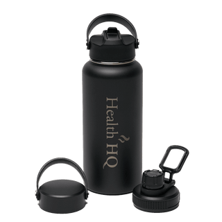 HealthHQ Premier Insulated Stainless Drink Bottle (+ 3 Lid Types) Accessories HealthHQ 32oz (950ml) Black 