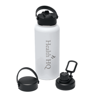 HealthHQ Premier Insulated Stainless Drink Bottle (+ 3 Lid Types) Accessories HealthHQ 32oz (950ml) White 