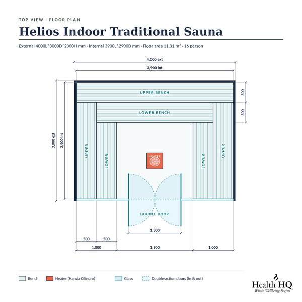 HealthHQ Helios Indoor Traditional Sauna