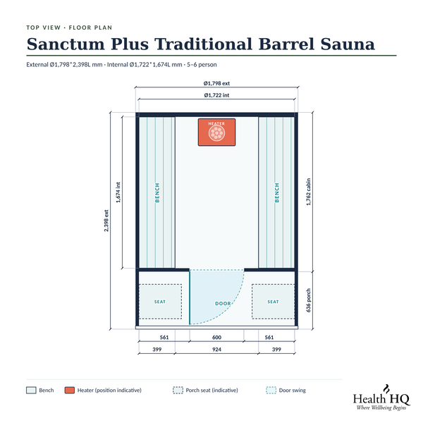 HealthHQ Sanctum Traditional Barrel Sauna