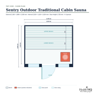 Sentry Outdoor Traditional Cabin Sauna floor plan with dimensions